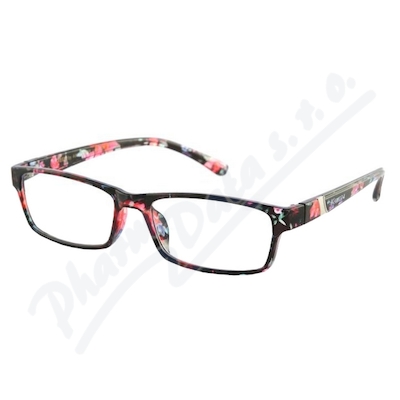 Brýle čtecí +3.00 černo-květinové