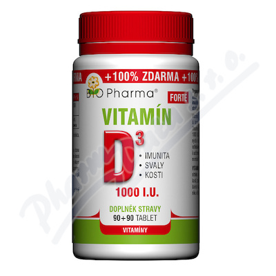 Vitamín D3 Forte 1000 I.U. tbl.90+90 Bio-Pharma