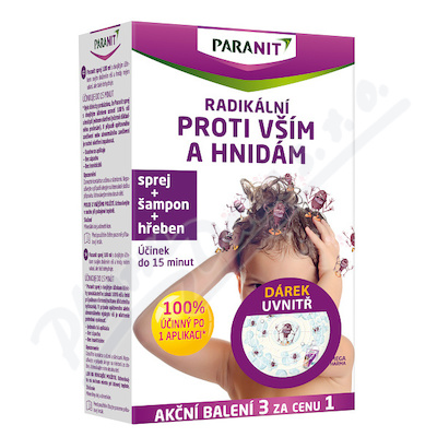 Paranit Radikální set sprej+šampon+hřeben+dárek