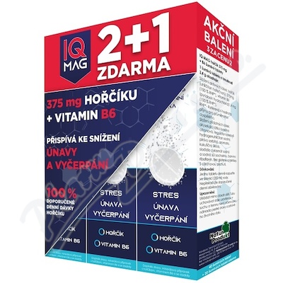 IQ Mag hořčík + B6 šumivé tablety 40+20 zdarma