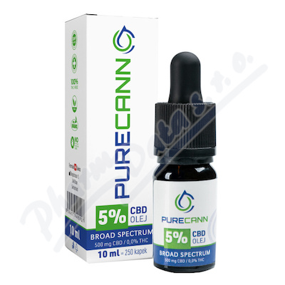 PURECANN 5% CBD olej Broad Spectrum 500mg 10ml